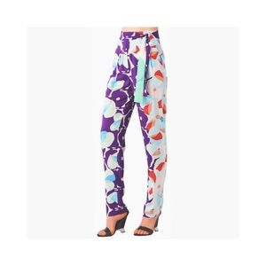 Diane Von Fürstenberg | 💜 Silk High-Waisted Abstract Floral Pants